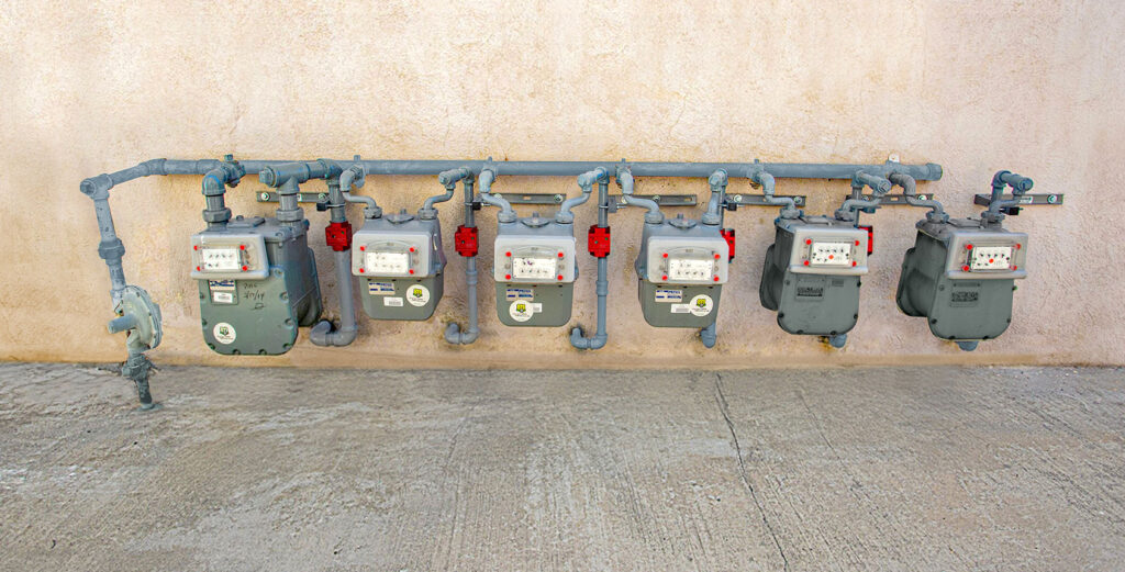 Row of Little Firefighter Earthquake Seismic Automatic Gas Shutoff Valves, Earthquake Valves